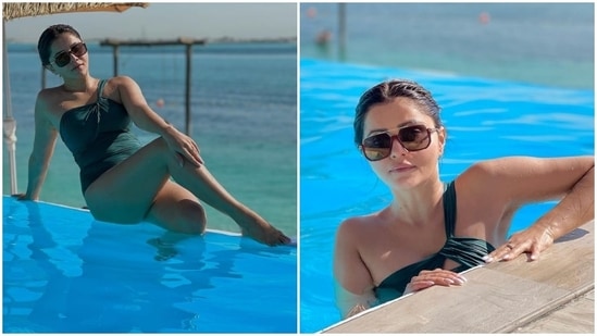 Rubina Dilaik chills by the pool in Abu Dhabi.