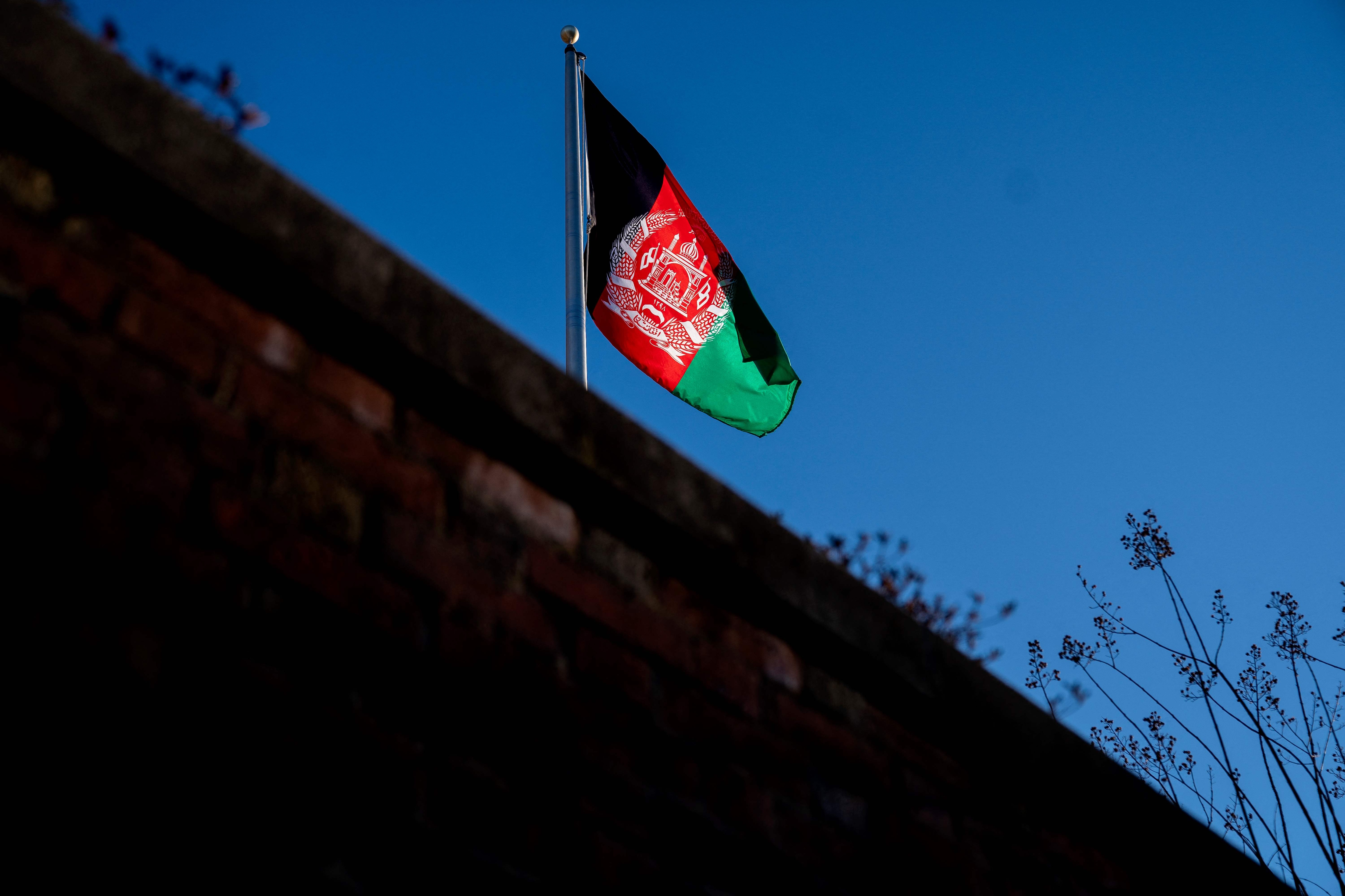 The Afghan flag flies in front of the Embassy of Afghanistan in Washington, DC, on March 13, 2022. (AFP) The Afghan flag flies in front of the Embassy of Afghanistan in Washington, DC, on March 13, 2022. (AFP)