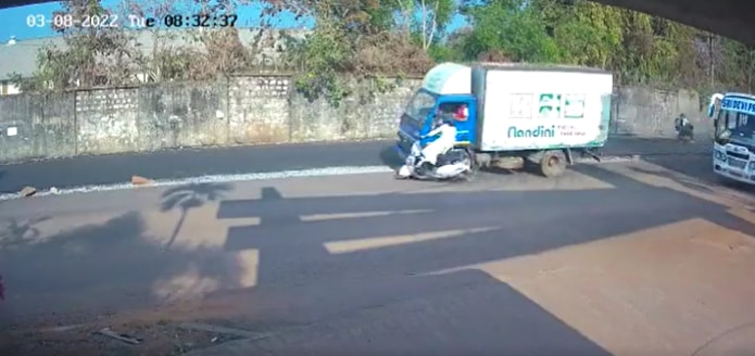 The accident happened on Tuesday last week was captured by CCTV near Manipal