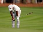 Anirban Lahiri reacts after missing a shot on the 18th hole during the final round of play in The Players Championship(AP) Anirban Lahiri reacts after missing a shot on the 18th hole during the final round of play in The Players Championship(AP)