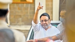 Enforcement Directorate (ED) arrested Maharashtra minister and NCP leader Nawab Malik in connection with an alleged money laundering case at Ballard Estate, in Mumbai in February. (Satish Bate/HT PHOTO)
