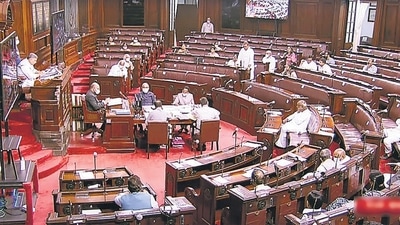 Proceedings of Rajya Sabha underway on the first day of the second part of Budget session of Parliament, in New Delhi on Monday. (ANI) Proceedings of Rajya Sabha underway on the first day of the second part of Budget session of Parliament, in New Delhi on Monday. (ANI)