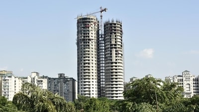 The distance between the two towers is less than 16 metres, residents had said in their high court plea. The distance between the two towers is less than 16 metres, residents had said in their high court plea.