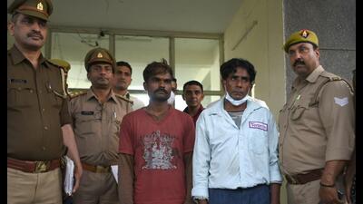 Police arrested two suspects for allegedly kidnapping a minor girl in Sector 63, Noida, on Tuesday. (Sunil Ghosh /HT) Police arrested two suspects for allegedly kidnapping a minor girl in Sector 63, Noida, on Tuesday. (Sunil Ghosh /HT)