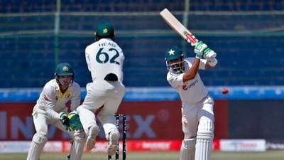 Pakistan vs Australia 2nd Test Day 4 Live Score: Babar Azam plays a shot (AP)