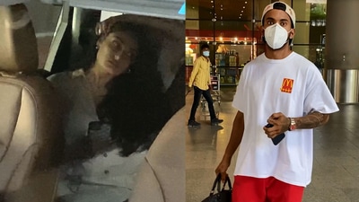 Athiya Shetty was seen waiting for KL Rahul in a car as he came out of the Mumbai airport on Tuesday. (Varinder Chawla) Athiya Shetty was seen waiting for KL Rahul in a car as he came out of the Mumbai airport on Tuesday. (Varinder Chawla)