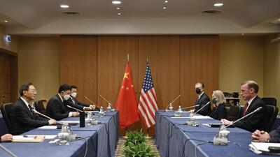 Yang Jiechi, a member of the Political Bureau of the Communist Party of China (CPC) Central Committee and director of the Office of the Foreign Affairs Commission of the CPC Central Committee, meets with US National Security Advisor Jake Sullivan in Rome, Italy. (AP) Yang Jiechi, a member of the Political Bureau of the Communist Party of China (CPC) Central Committee and director of the Office of the Foreign Affairs Commission of the CPC Central Committee, meets with US National Security Advisor Jake Sullivan in Rome, Italy. (AP)