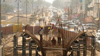 Gurugram, India-February 04: Construction work for a flyover at old Delhi-Gurugram road near Atul Kataria chowk, in Gurugram, India, on Tuesday, February 04, 2020. (Photo by Parveen Kumar/Hindustan Times) **To go with Prayag Arora’s story Gurugram, India-February 04: Construction work for a flyover at old Delhi-Gurugram road near Atul Kataria chowk, in Gurugram, India, on Tuesday, February 04, 2020. (Photo by Parveen Kumar/Hindustan Times) **To go with Prayag Arora’s story