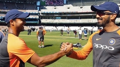 Mayank Agarwal shakes hands with KL Rahul (Twitter/klrahul11) Mayank Agarwal shakes hands with KL Rahul (Twitter/klrahul11)