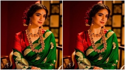 Keerthy’s ethnic fashion is always on point. Here’s a picture from one of her fashion photoshoots where she decked up in a traditional six yards of grace. (Instagram/@keerthysureshofficial)