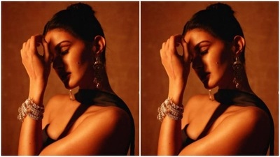 Amyra played muse to the fashion designer house Antithesis and picked the gorgeous black gown from their wardrobe. (Instagram/@amyradastur93)