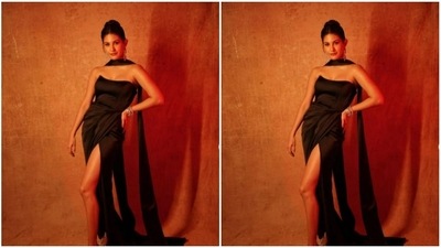 Styled by fashion stylist Malvika Tater. Amyra wore her tresses into a clean bun as she posed for the cameras. (Instagram/@amyradastur93)