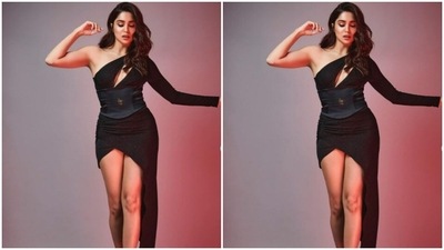 Sharvari played muse to fashion designer Surya Sarkar and picked a black dress for the pictures. (Instagram/@sharvari)