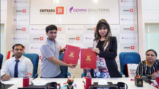 The Chitkara University students will also be provided with assignments to test them on real-time projects. On successful completing the course, students will be hired to work with Gemini Solutions. (HT PHOTO ) The Chitkara University students will also be provided with assignments to test them on real-time projects. On successful completing the course, students will be hired to work with Gemini Solutions. (HT PHOTO )