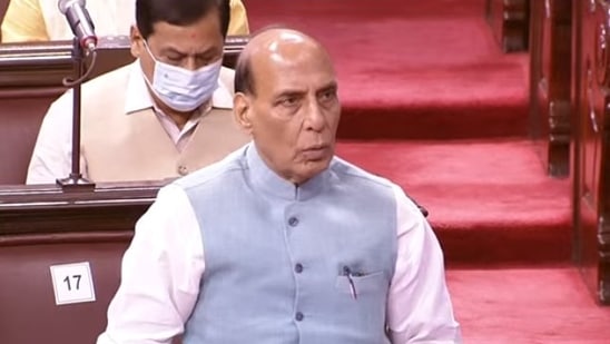 Rajnath Singh addresses Rajya Sabha. (Courtesy: Sansad TV)&nbsp;(Sansad TV )