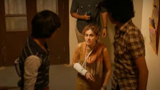 Taapsee Pannu in a still from the recently-released trailer of Mishan Impossible.