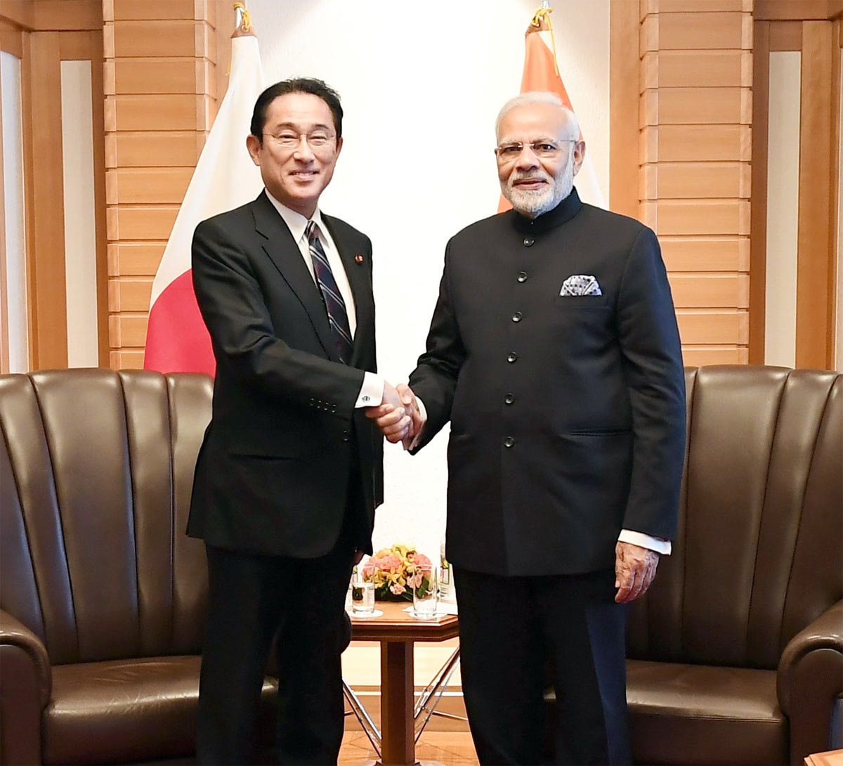 File photo of Prime Minister Narendra Modi meeting then Foreign Minister Fumio Kishida in Japan in 2014. File photo of Prime Minister Narendra Modi meeting then Foreign Minister Fumio Kishida in Japan in 2014.