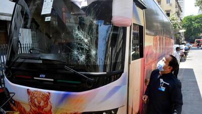 he luxury bus, which was vandalised, was to be used to ferry IPL players, police sources said (HT PHOTO) he luxury bus, which was vandalised, was to be used to ferry IPL players, police sources said (HT PHOTO)