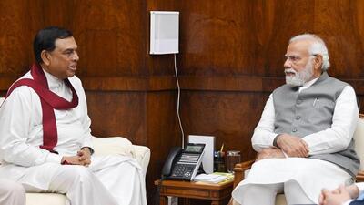 Sri Lankan finance minister Basil Rajapaksa, who is on a two-day visit to New Delhi, met Prime Minister Narendra Modi on Wednesday. (Twitter/Narendra Modi) Sri Lankan finance minister Basil Rajapaksa, who is on a two-day visit to New Delhi, met Prime Minister Narendra Modi on Wednesday. (Twitter/Narendra Modi)