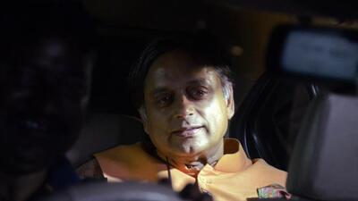 Congress leader Shashi Tharoor arrives to attend the Congress G-23 meeting, at party leader Ghulam Nabi Azad's residence, in New Delhi on Wednesday. (ANI) Congress leader Shashi Tharoor arrives to attend the Congress G-23 meeting, at party leader Ghulam Nabi Azad's residence, in New Delhi on Wednesday. (ANI)