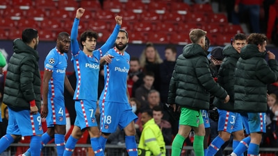 Atletico Madrid's Joao Felix celebrates after the match. (REUTERS)