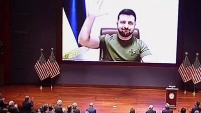 Ukrainian President Volodymyr Zelenskyy addressed US lawmakers on Wednesday. (ANI)
