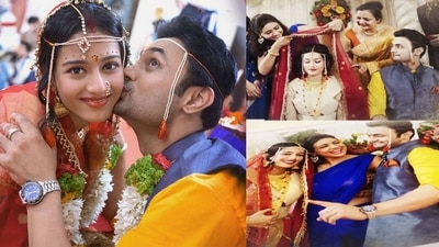 Amrita Rao and RJ Anmol have shared their wedding pictures in a video on YouTube. Amrita Rao and RJ Anmol have shared their wedding pictures in a video on YouTube.