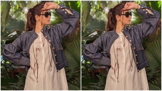 Diana’s casual attires are equally drool-worthy. A few days back, Diana decked up in a white satin kurta set and paired it with a denim jacket.(Instagram/@dianapenty)