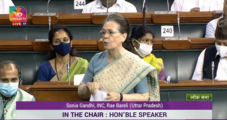 Sonia Gandhi in Lok Sabha