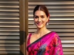 Kriti Sanon poses for photos during the promotion of her upcoming film Bachchan Pandey. (PTI) Kriti Sanon poses for photos during the promotion of her upcoming film Bachchan Pandey. (PTI)