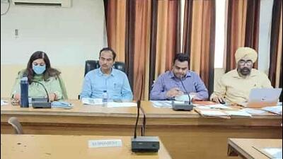 DC Varinder Kumar holding proceedings meeting of district-level Micro and Small Enterprises Facilitation Council in Ludhiana on March 17, 2022. (HT PHOTO)