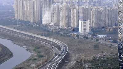 The Noida Greater Noida metro line, also known as Aqua line, inaugurated by the Uttar Pradesh Chief Minister Yogi Adityanath on January 25 (Photo by Sunil Ghosh / Hindustan Times)