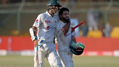 Mohammad Rizwan, right, and Nauman Ali leave the ground at the end of the play of the 2nd Test against Australia (AP) Mohammad Rizwan, right, and Nauman Ali leave the ground at the end of the play of the 2nd Test against Australia (AP)