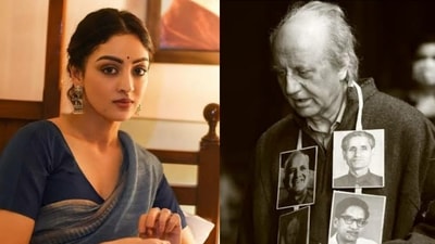 Sandeepa Dhar (left) has said that The Kashmir Files reminded her of her own family's story. Anupam Kher (right) in a still from the film. Sandeepa Dhar (left) has said that The Kashmir Files reminded her of her own family's story. Anupam Kher (right) in a still from the film.