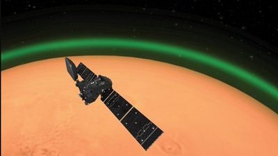 The image shows an artist’s impression of the glow shared on Twitter handle ExoMars Orbiter. (Twitter/@ESA_TGO)