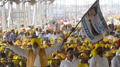 Supporters attend the oath-taking ceremony of chief minister Bhagwant Mann at Khatkar Kalan in SBS Nagar. (HT Photo/Ravi Kumar) Supporters attend the oath-taking ceremony of chief minister Bhagwant Mann at Khatkar Kalan in SBS Nagar. (HT Photo/Ravi Kumar)