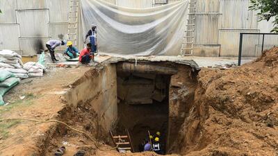 New Delhi, India - August 23, 2021: A Road caved in under IFFCO Chowk Flyover in New Delhi, India on Monday, August 23, 2021. (Photo by Vipin Kumar/ Hindustan Times) **Story pics for Abhishek Behl HT Gurugram** (HT photo) New Delhi, India - August 23, 2021: A Road caved in under IFFCO Chowk Flyover in New Delhi, India on Monday, August 23, 2021. (Photo by Vipin Kumar/ Hindustan Times) **Story pics for Abhishek Behl HT Gurugram** (HT photo)