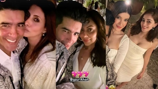 Manish Malhotra, Shweta Bachchan, Gauri Khan, Shanaya Kapoor and Ananya Panday at Shweta's birthday bash on Wednesday.&nbsp;