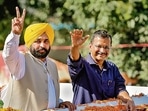 Delhi chief minister and AAP convener Arvind Kejriwal with Punjab CM-designate Bhagwant Mann.(HT_PRINT) Delhi chief minister and AAP convener Arvind Kejriwal with Punjab CM-designate Bhagwant Mann.(HT_PRINT)