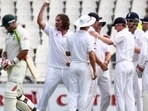 England players celebrate the dismissal of Jacques Kallis