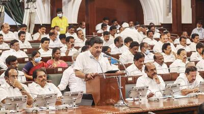 Tamil Nadu Finance Minister Palanivel Thiaga Rajan presents the state budget for the financial year 2022-23 in the assembly at Fort St George in Chennai on Friday. (PTI PHOTO.)