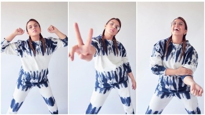 Huma Qureshi picked this comfortable yet cool tie-dye loungewear set for a photoshoot. (Instagram/@iamhumaq) Huma Qureshi picked this comfortable yet cool tie-dye loungewear set for a photoshoot. (Instagram/@iamhumaq)