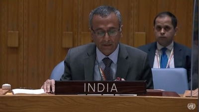 India's deputy permanent representative R Ravindra speaks at the UNSC. (ANI)