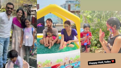 Aman Gupta, Anupam Mittal and Vineeta Singh celebrated Holi with their families.