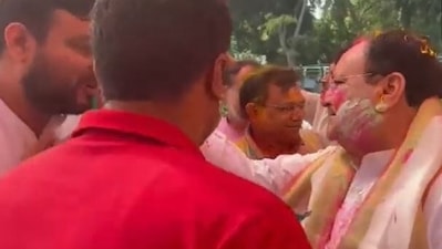 JP Nadda celebrating Holi (ANI)