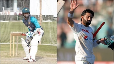 (L) Mohammad Rizwan during nets ahead of Karachi Test; Rizwan after securing a draw for Pakistan against Australia in 2nd Test (TheRealPCB/AP) (L) Mohammad Rizwan during nets ahead of Karachi Test; Rizwan after securing a draw for Pakistan against Australia in 2nd Test (TheRealPCB/AP)