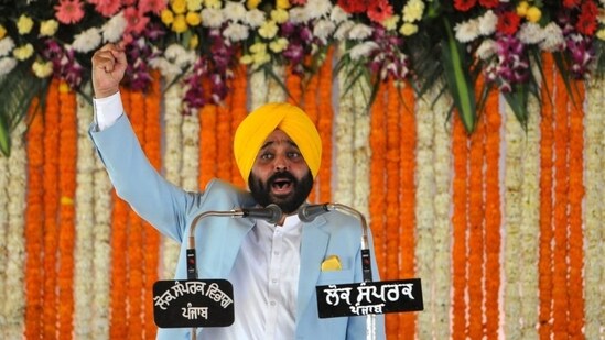 AAP leader Bhagwant Mann, Punjab's 17th CM, was the only one who took oath on March 16 (HT Photo/Ravi Kumar)