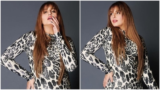 For a promotional event of her film Valimai, Huma Qureshi opted for a bold animal printed bodycon dress that accentuated her curves.(Instagram/@iamhumaq)
