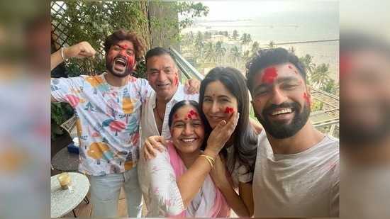 In another picture, Katrina Kaif can be seen holding Vicky Kaushal's mother while the latter held her daughter-in-law's cheeks with utmost love.(Instagram/@katrinakaif)