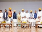 Ten Aam Aadmi Party MLAs took oath on Saturday, a day after Punjab chief minister Bhagwant Mann revealed the names of his ministers in a Twitter post.(ANI)